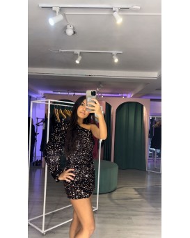VESTIDO UM OMBRO PAETÊ HMR 